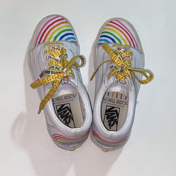 Vans Old Skool Flour Unisex Rainbow Stripe Sneakers Men’s 5.5 Women’s 7.0 Size - Picture 3 of 13
